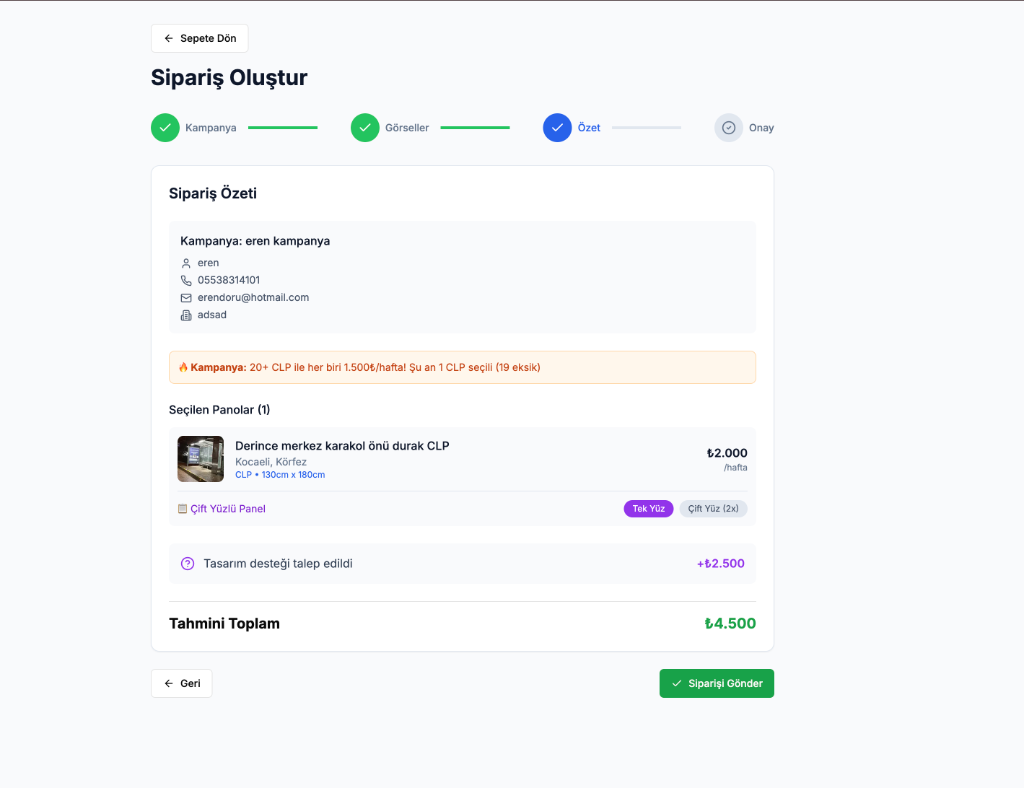 Siparişinizi Kontrol Edin