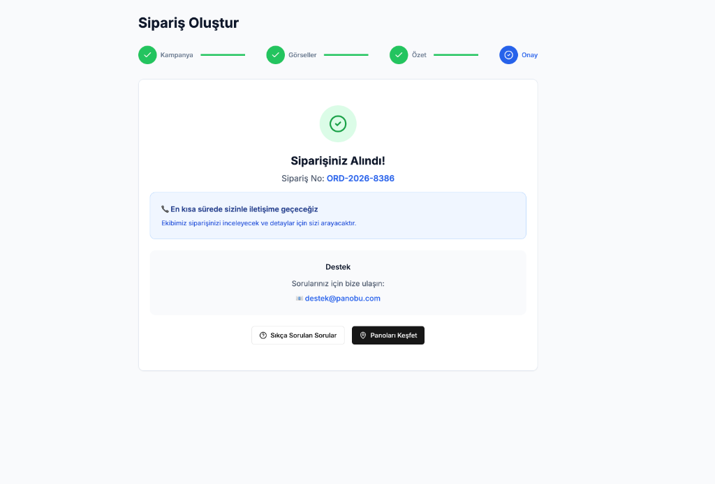 Siparişiniz Alındı!
